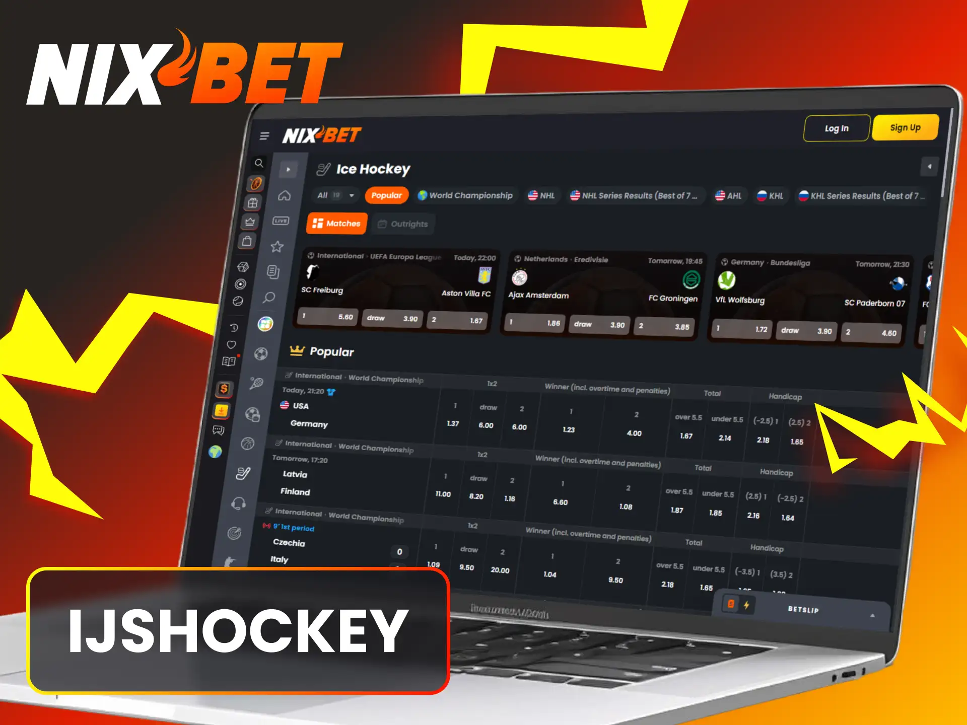 Voorspel de uitslag van snelle ijshockeywedstrijden op het Nixbet sport platform.