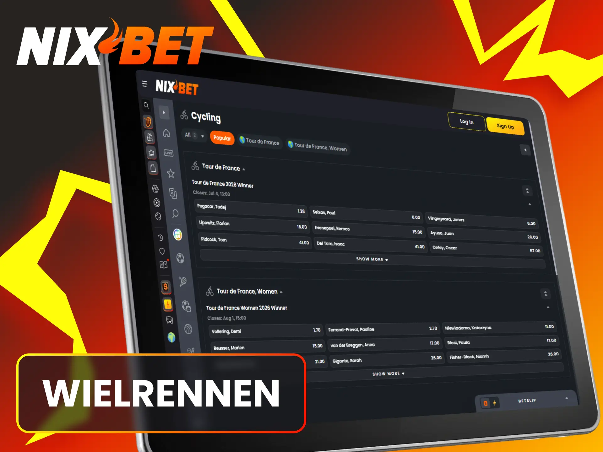 Kies de beste wielrenners tijdens bij Nixbet sport in Nederland.