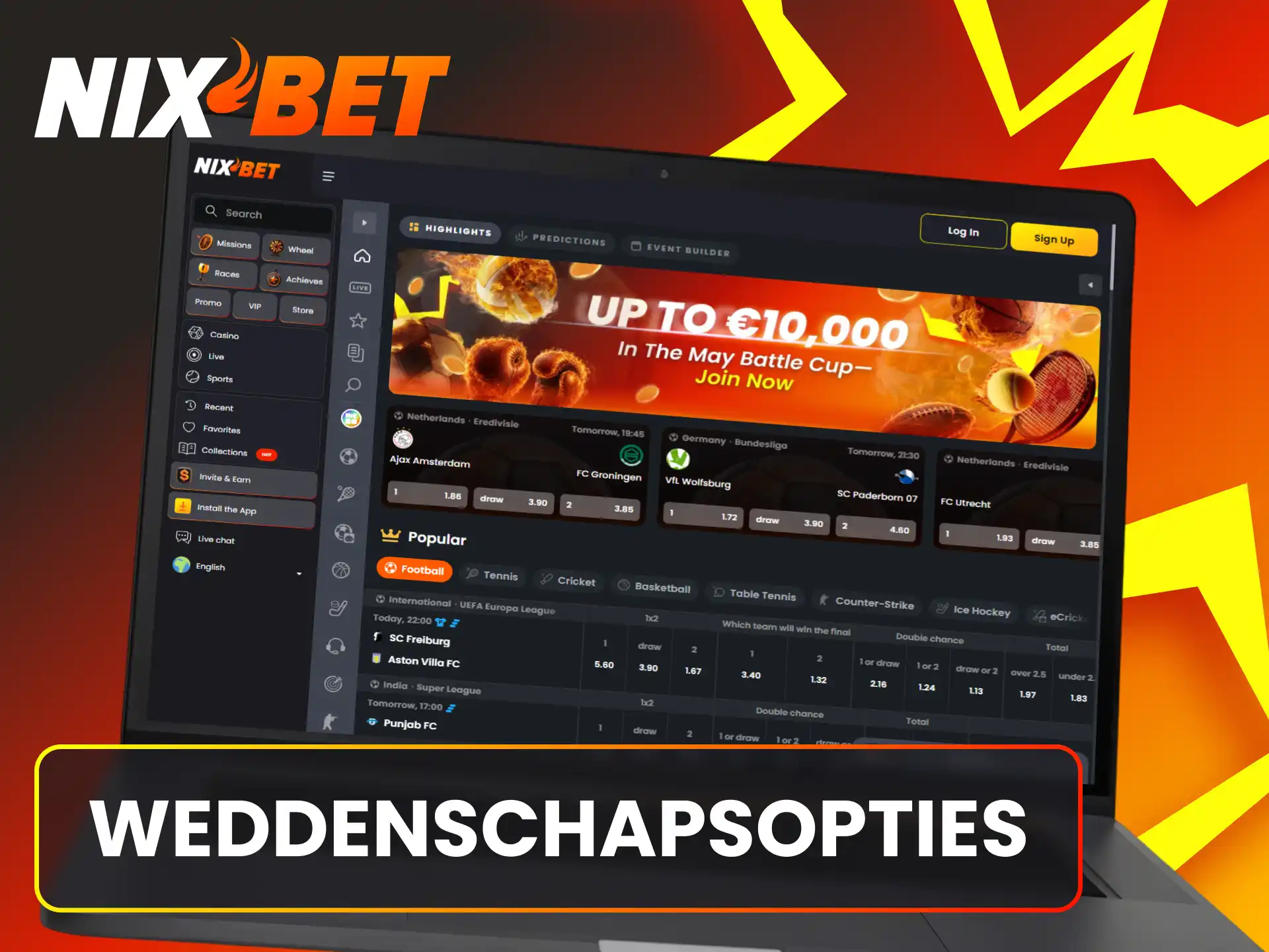 Ontdek de meest populaire Nixbet sport wedopties.