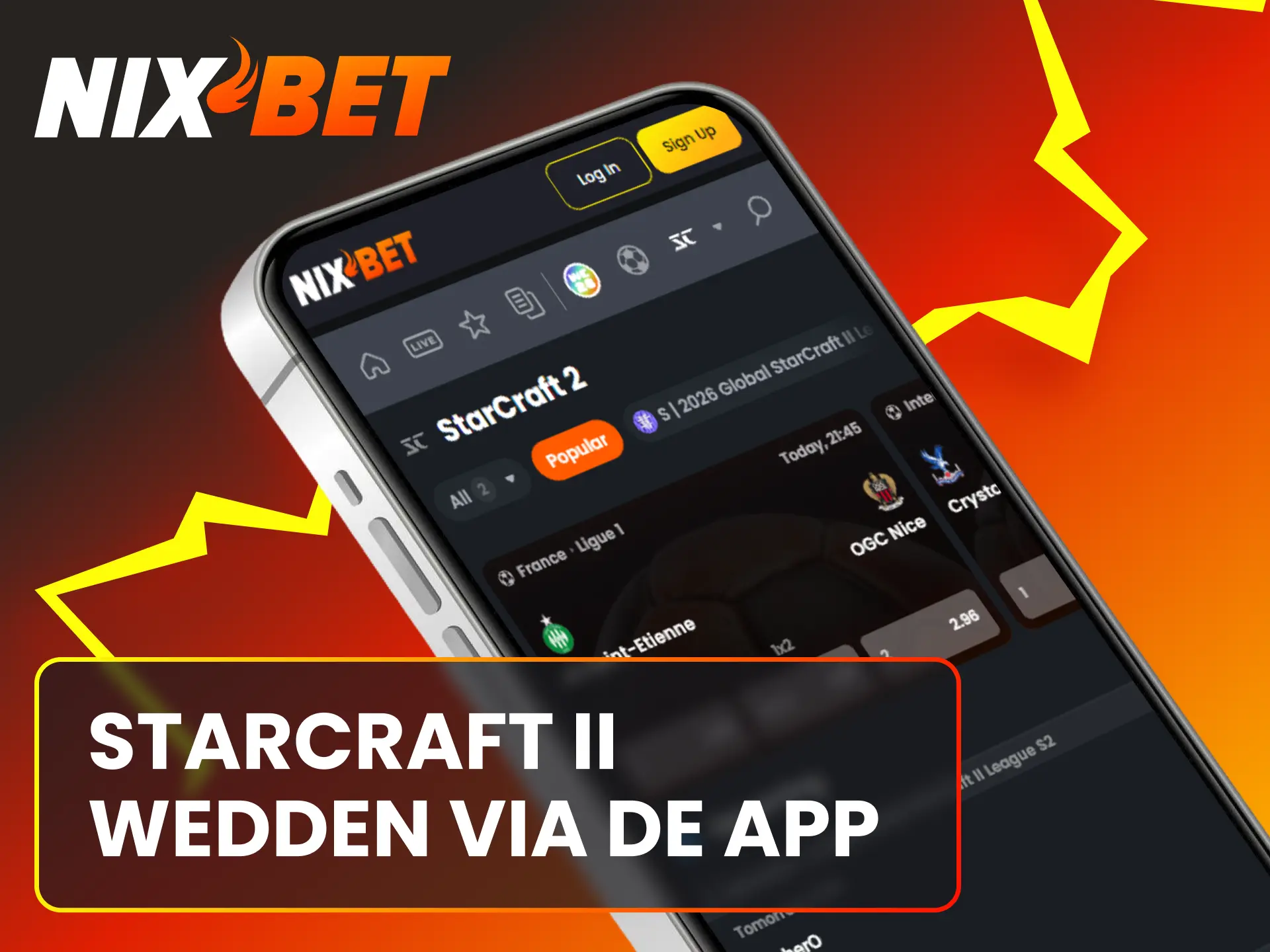 Installeer de Nixbet mobiele app om overal StarCraft II weddenschappen af te sluiten.