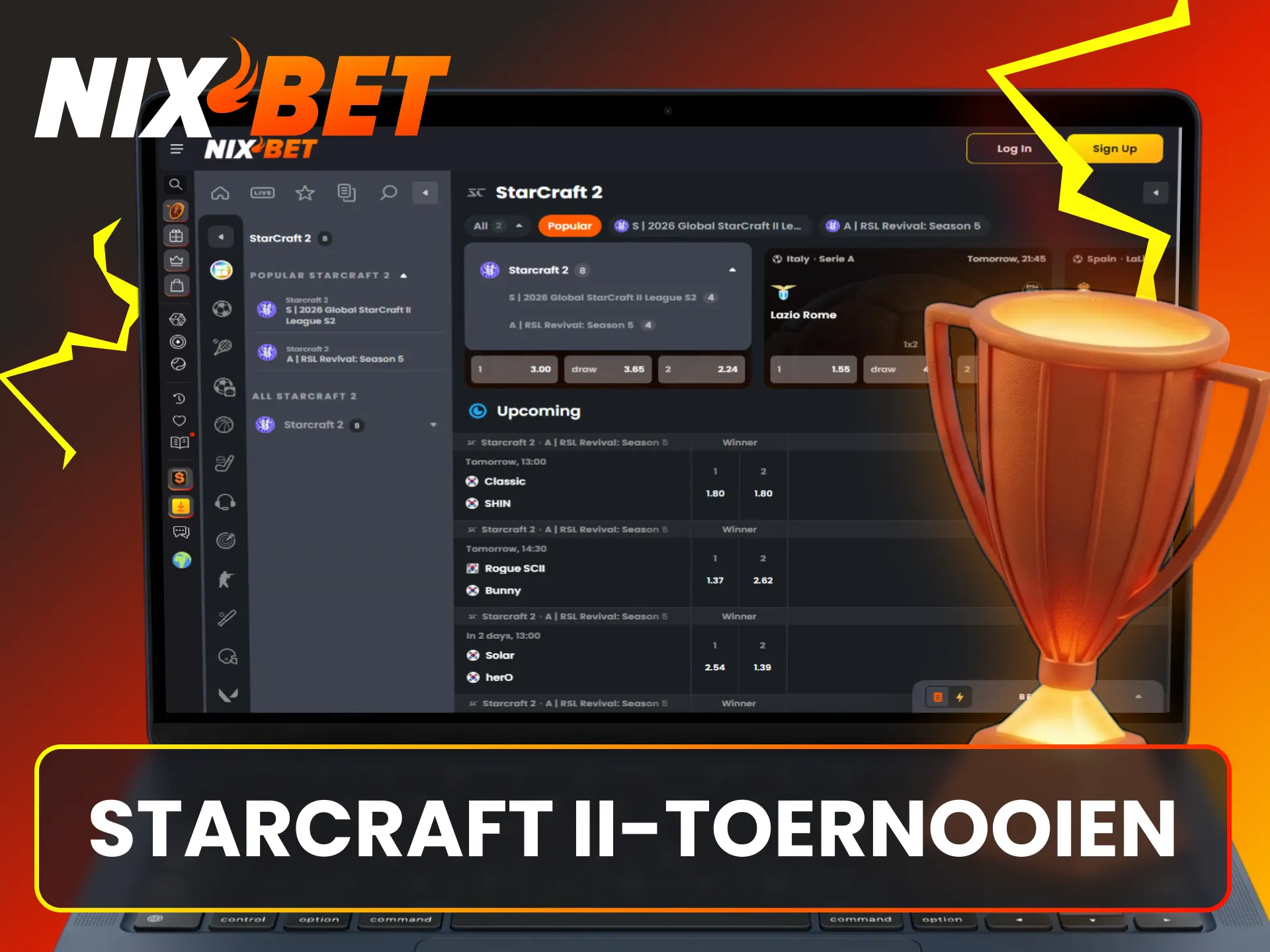 Zet in op grote internationale StarCraft II toernooien via de website van Nixbet.