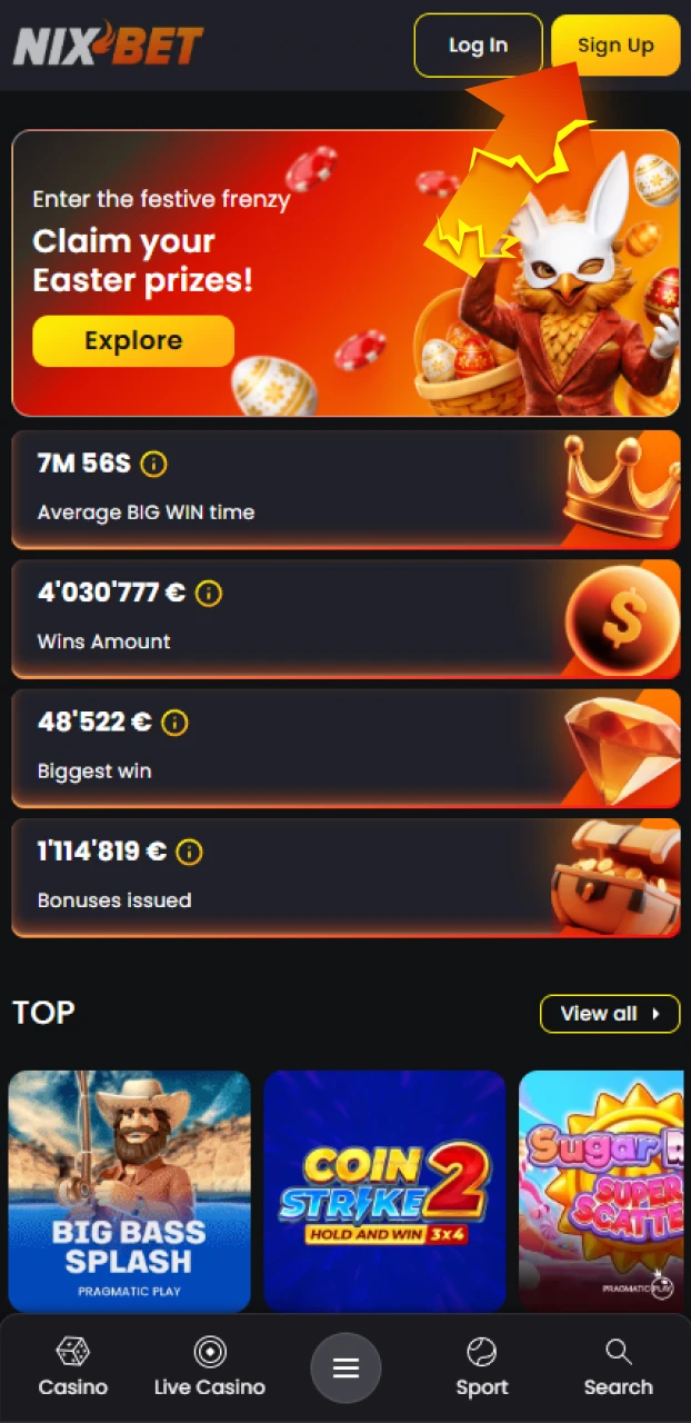 Gebruik deze knop bij Nixbet om je te registreren en vervolgens weddenschappen te plaatsen op StarCraft II.