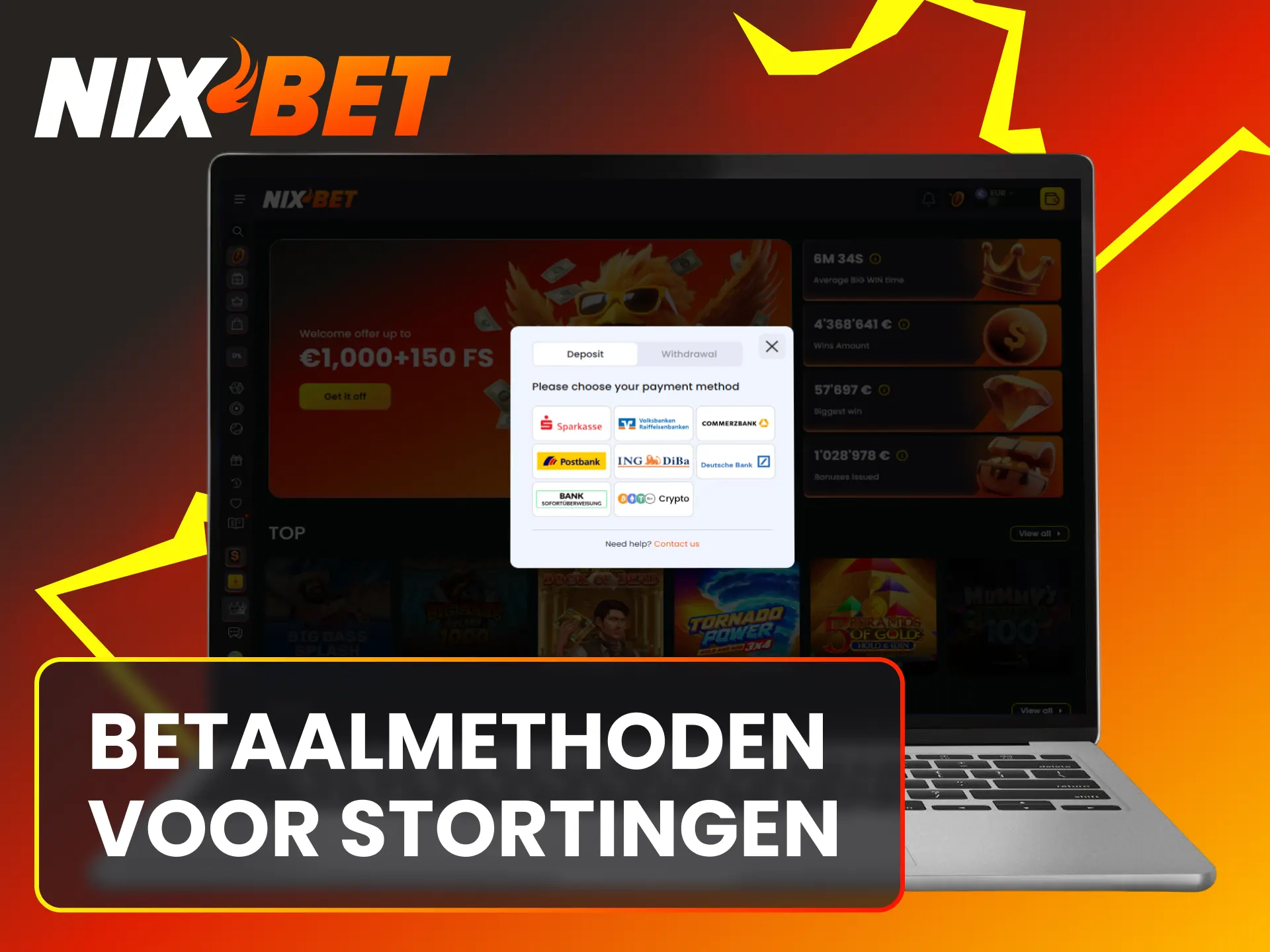 Kies de meest betrouwbare betaalmethoden voor het voltooien van je Nixbet storting.