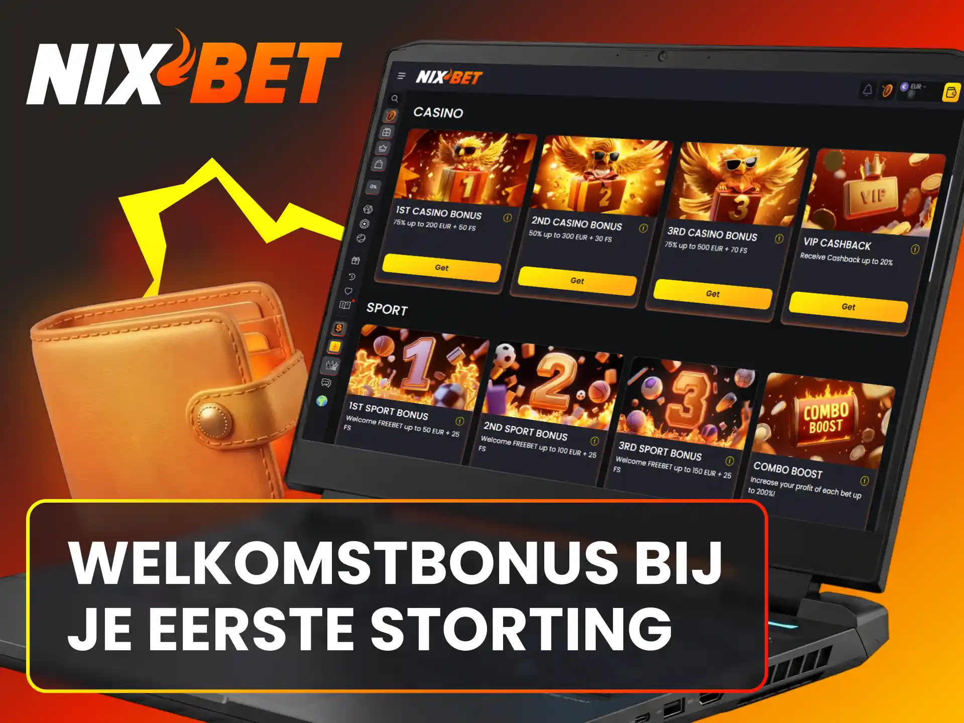 Ontvang een gulle bonus bij je eerste storting op het Nixbet platform.