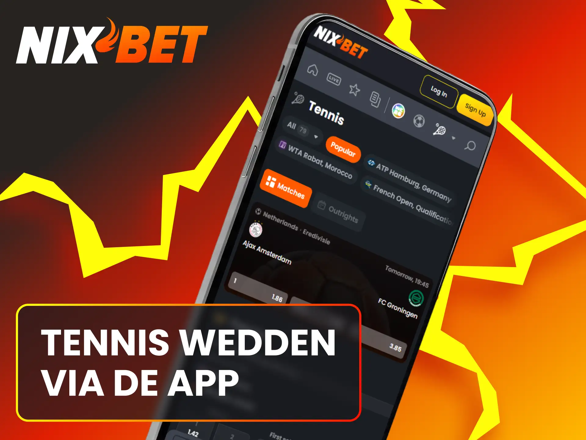 Download de mobiele app voor optimaal gemak bij Nixbet tennis wedden.