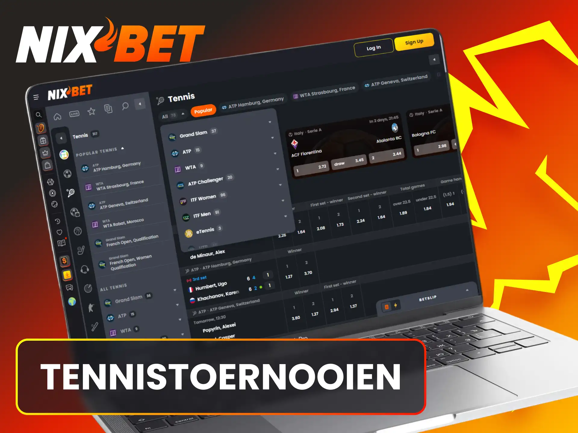 Zet in op de grootste internationale toernooien bij Nixbet tennis.
