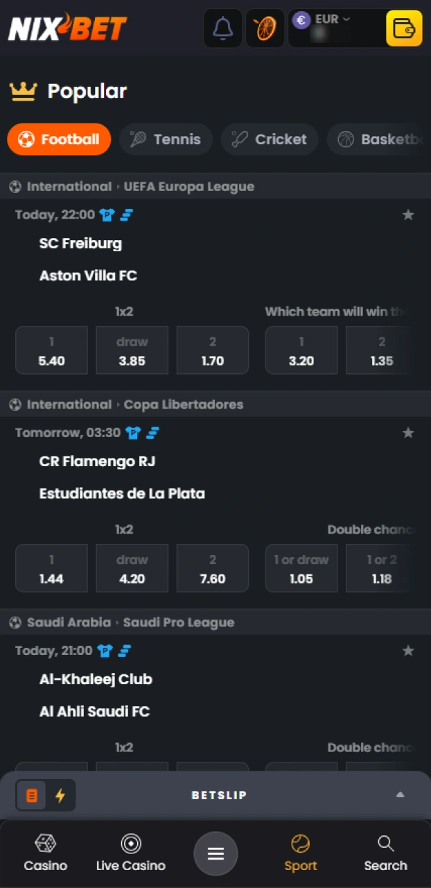 Selecteer een spannende competitie binnen het aanbod van Nixbet voetbalweddenschappen.