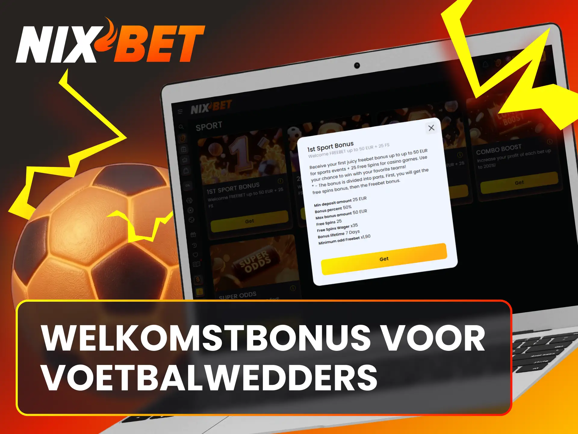 Claim een gulle Nixbet voetbal welkomstbonus na je registratie.