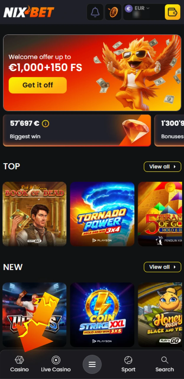 Ga naar de lobby van het Nixbet casino om de beste spellen.