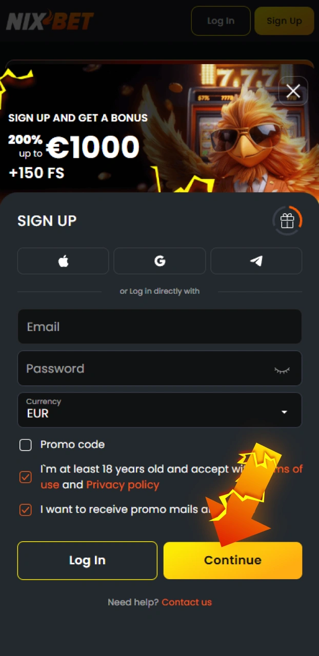 Bevestig je registratie en start direct met gokken via je Nixbet in Nederland.
