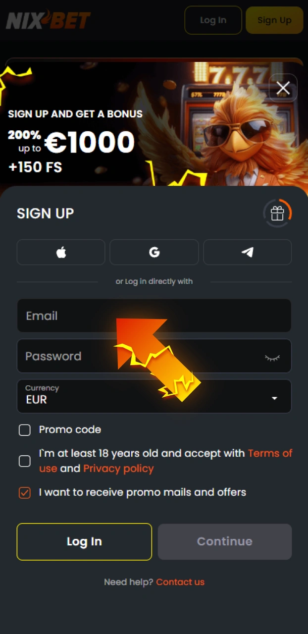 Vul je persoonlijke gegevens in om snel een Nixbet account te openen.