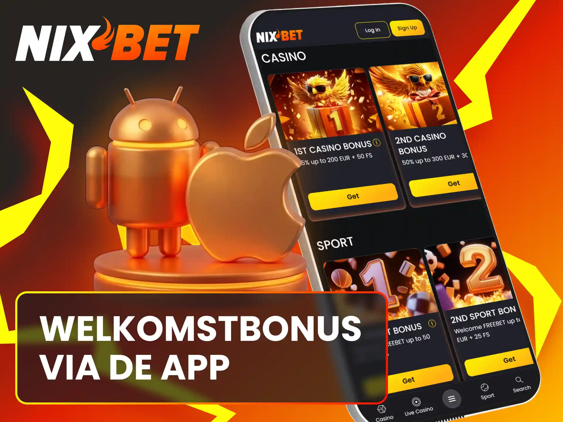 Installeer de handige mobiele applicatie om jouw Nixbet welkomstbonus te activeren.
