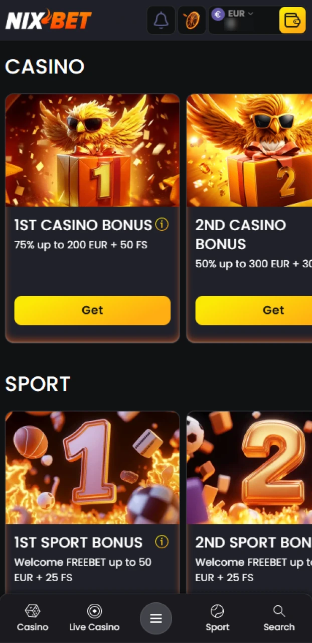 Klik op de activatieknop om met de Nixbet registratiebonus te spelen.