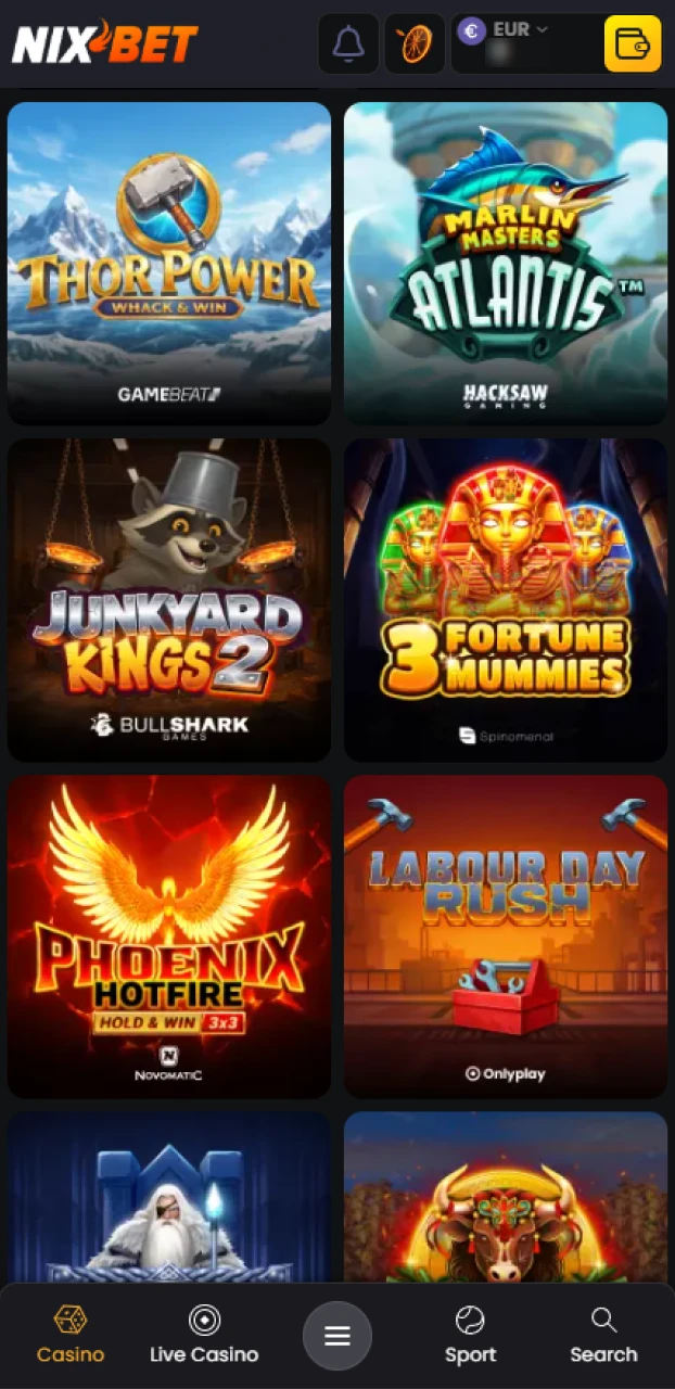 Kies casinospellen en begin met winnen dankzij de Nixbet registratiebonus.