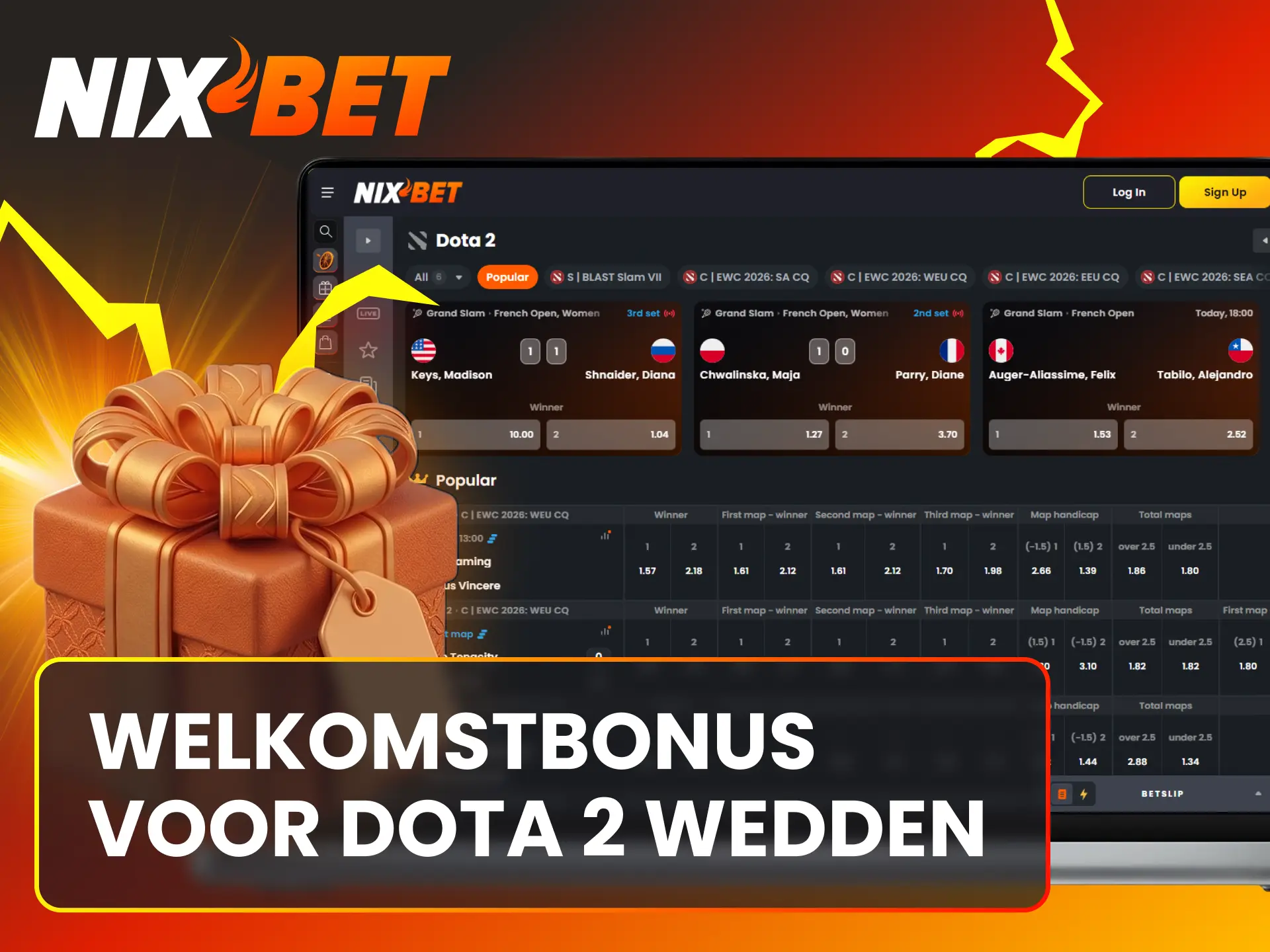 Activeer het registratievoordeel en zet extra speelwaarde in op Dota 2 bij Nixbet.